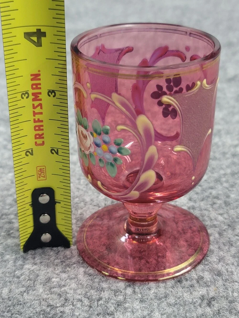 Victorian / Bohemian Cranberry Glass Hand Painted Demitasse Glass Moser?